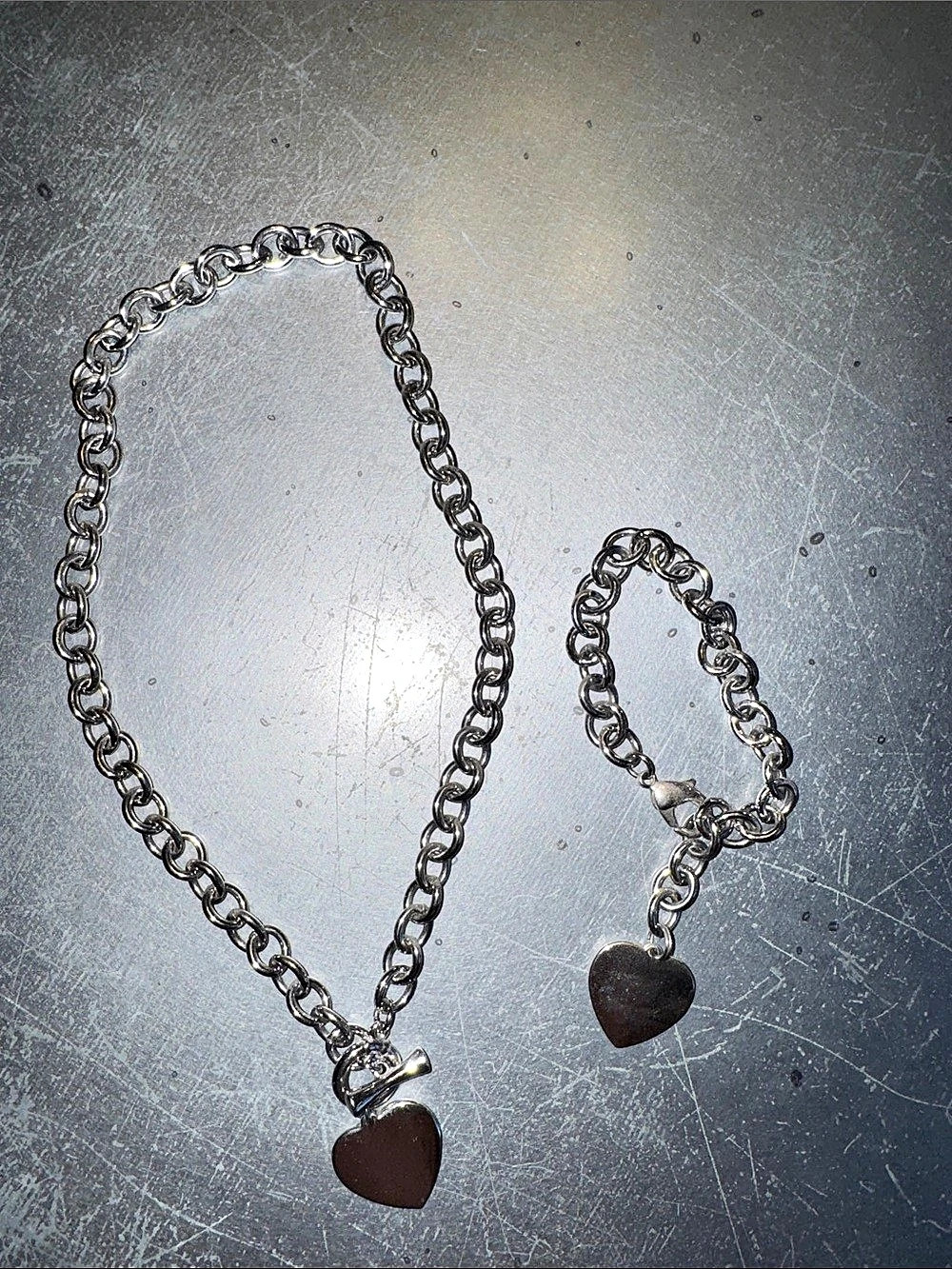 Lisa Sophia Silver Heart Pendant Necklace & Bracelet